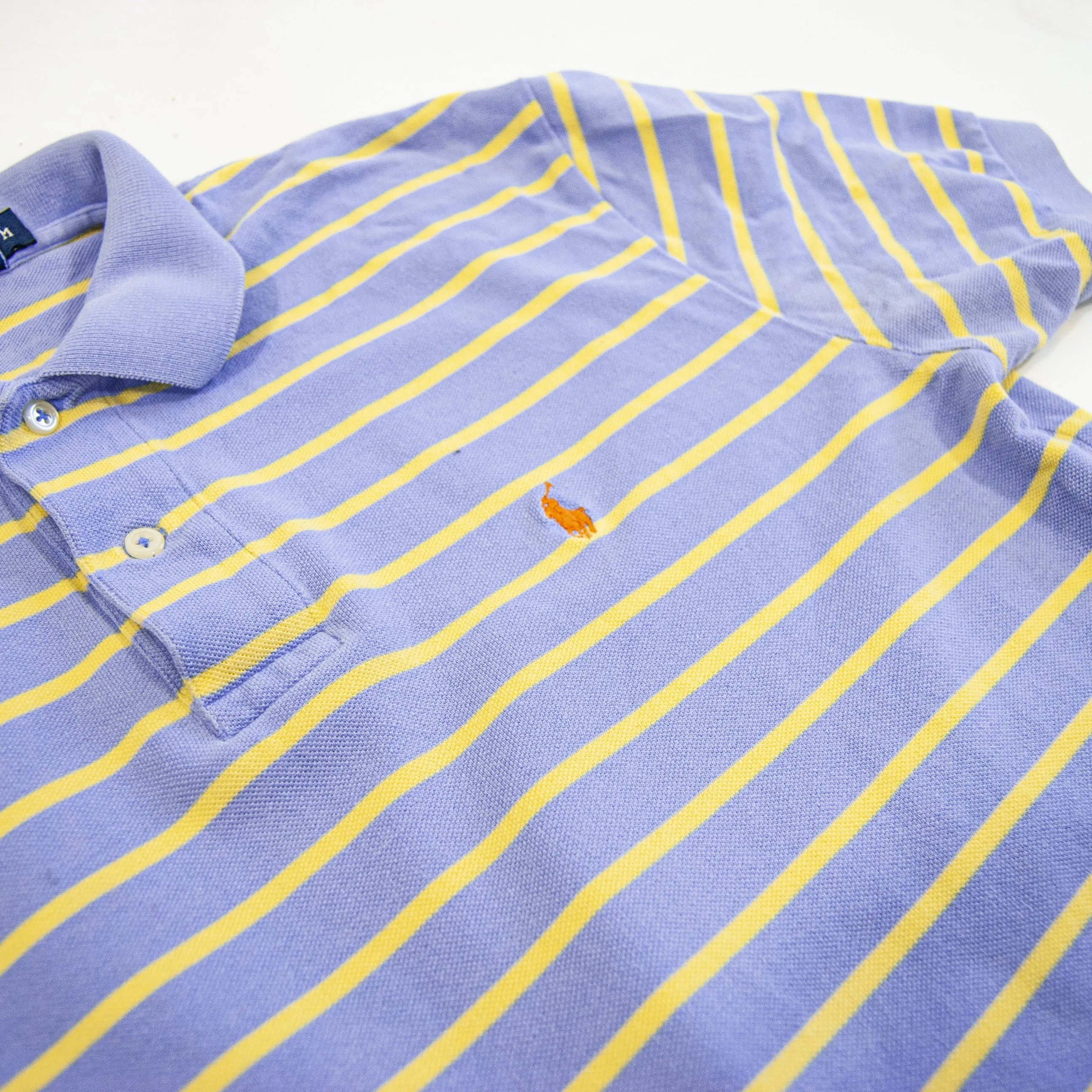 00's Blue Lavender and Yellow Striped Polo by Polo Ralph Lauren