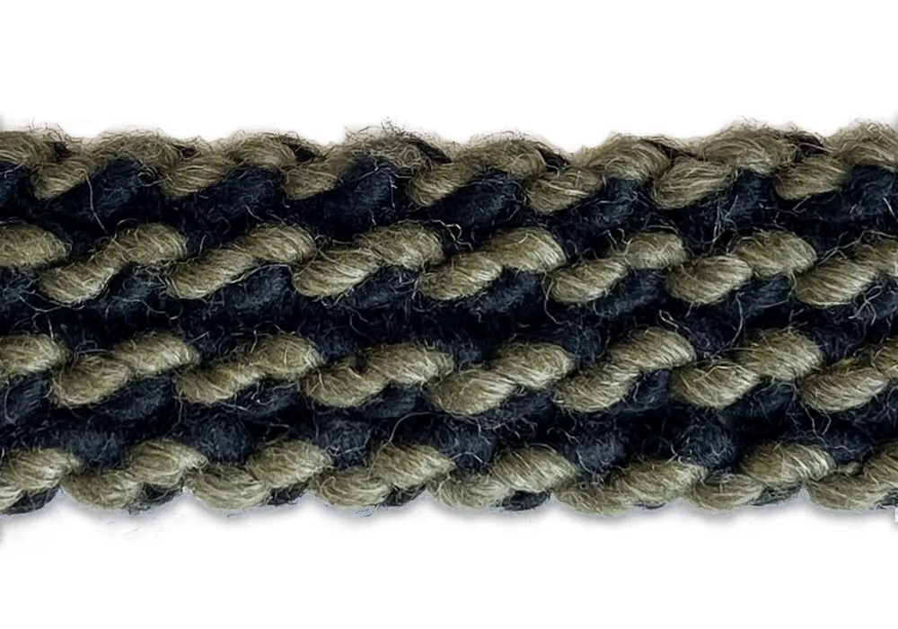 1 1/2" Sage & Coal Wool Braided Trim (Made in France)