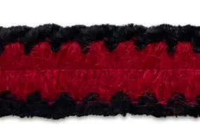 1 1/4" Plush Carmine & Ebony Bouclé Trim (Made in France)