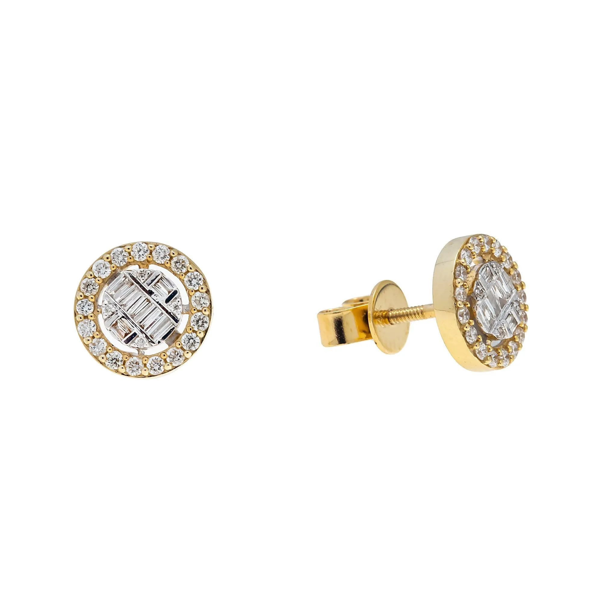 10K GOLD BAGUETTE DIAMOND CIRCLE EARRINGS 0.58 CTW