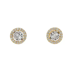 10K GOLD BAGUETTE DIAMOND CIRCLE EARRINGS 0.58 CTW