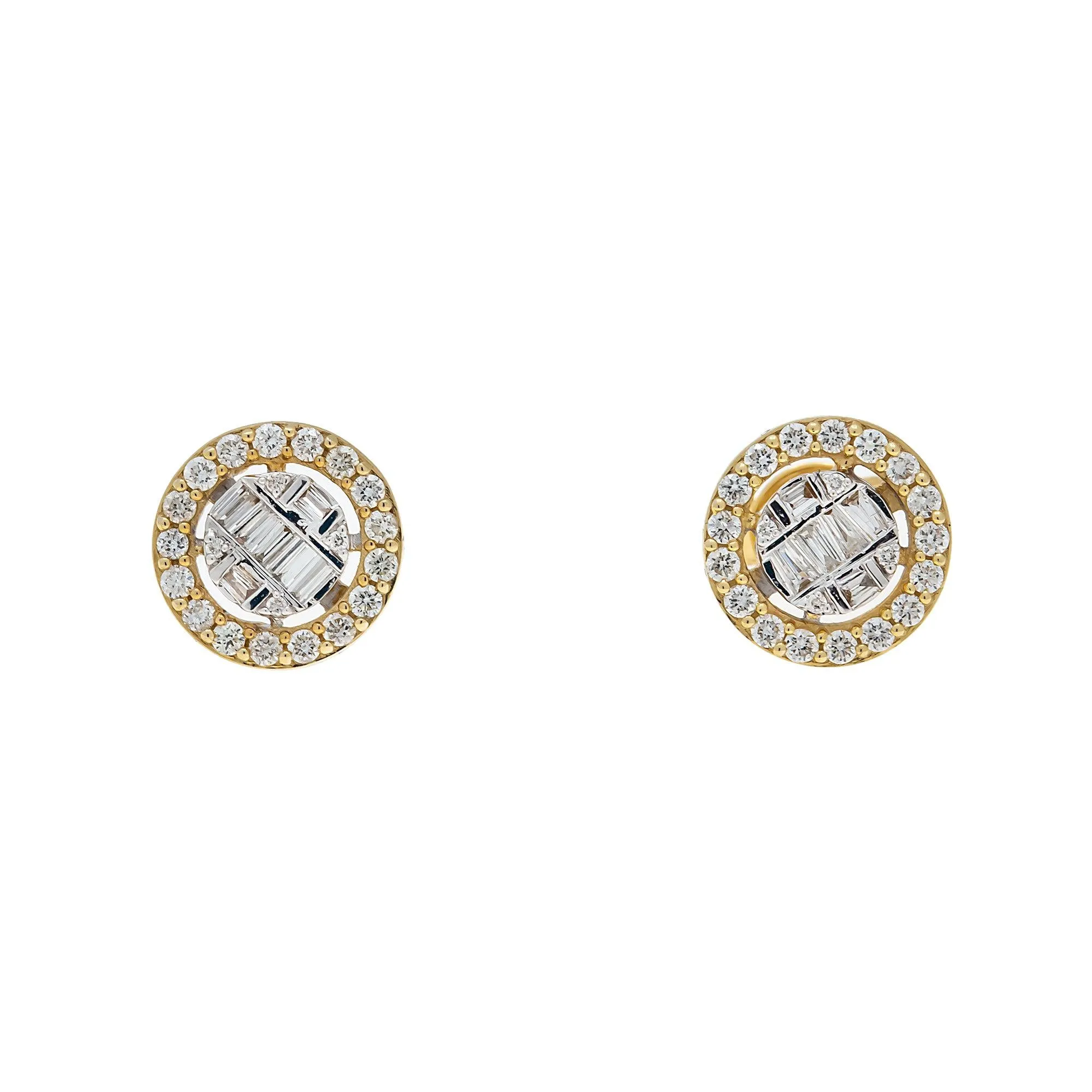 10K GOLD BAGUETTE DIAMOND CIRCLE EARRINGS 0.58 CTW