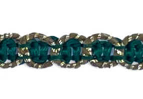 1/4" Emerald & Metallic Gold Gimp Trim (Made in France)