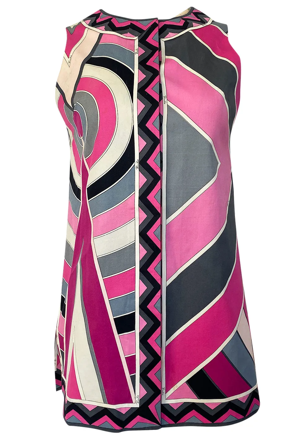 1960s Emilio Pucci Pink Geometric Print Cotton Cover Up or Mini Dress