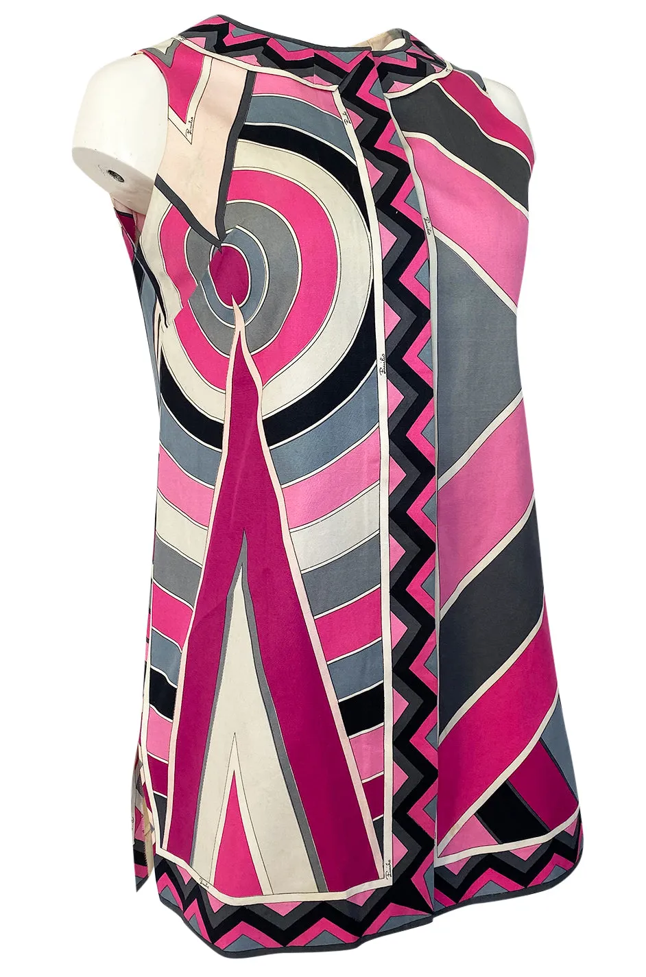 1960s Emilio Pucci Pink Geometric Print Cotton Cover Up or Mini Dress