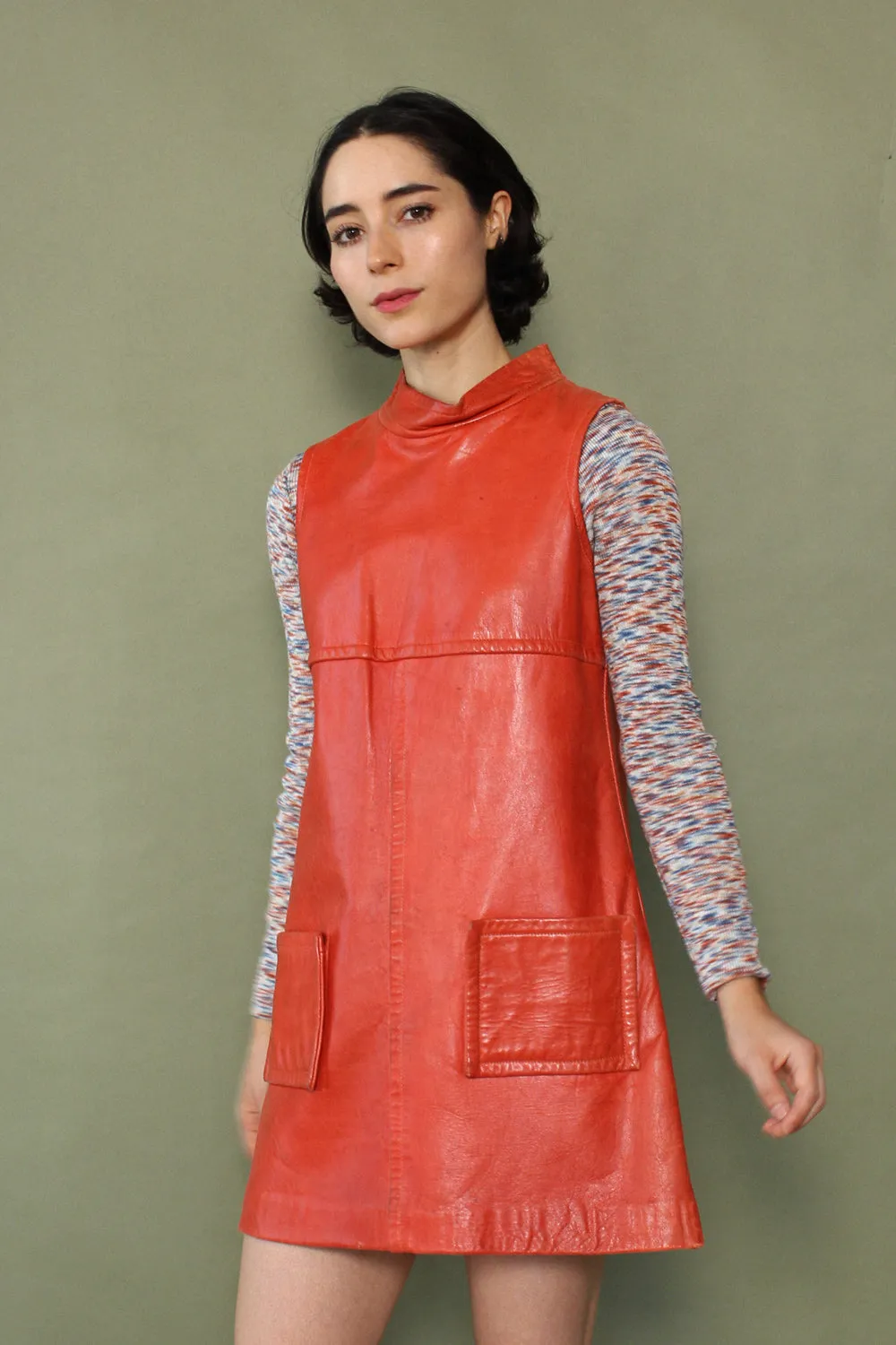 1960s Tomato Leather Shift XS/S