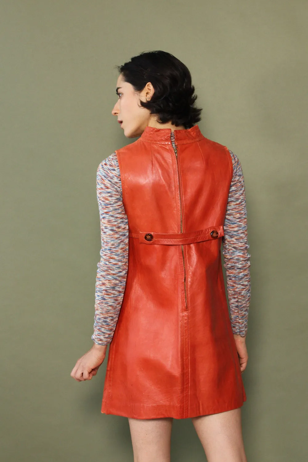 1960s Tomato Leather Shift XS/S