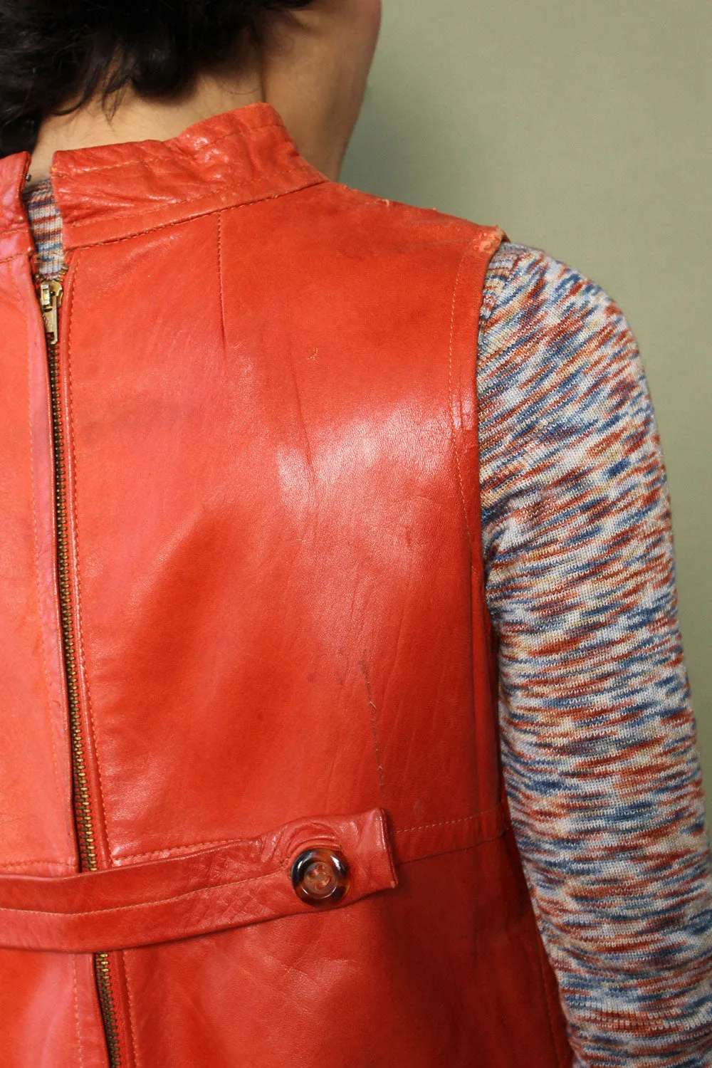 1960s Tomato Leather Shift XS/S