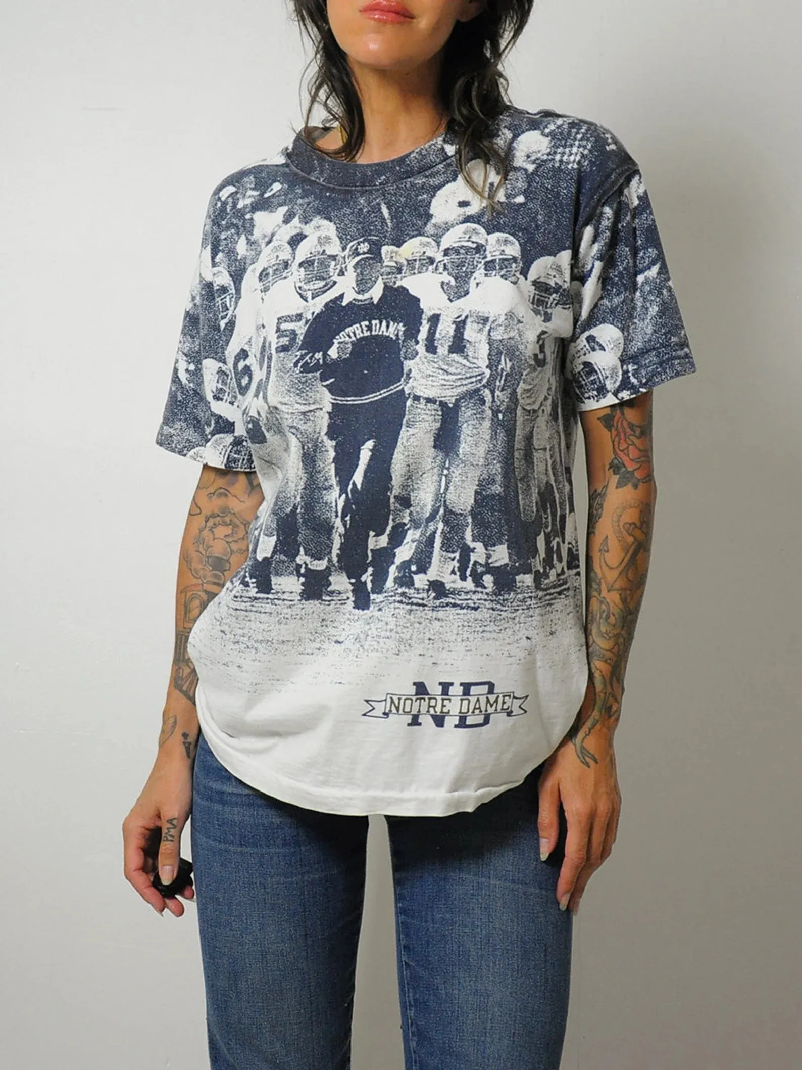 1980's Champion Notre Dame All Over Print Tee