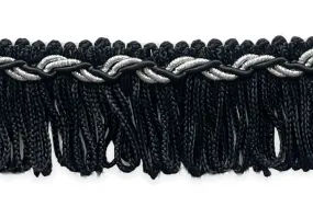 1" Black & Silver Fringed Trim