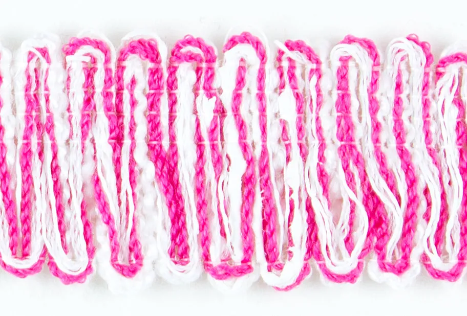 1"  Candy Pink & White Fringed Trim