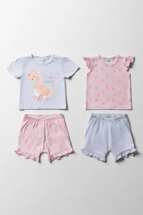 2 Pack Short Sleep Set Girl Pink And Blue