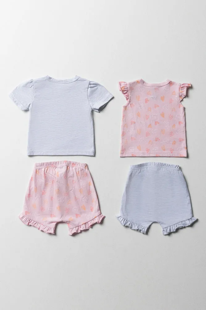 2 Pack Short Sleep Set Girl Pink And Blue