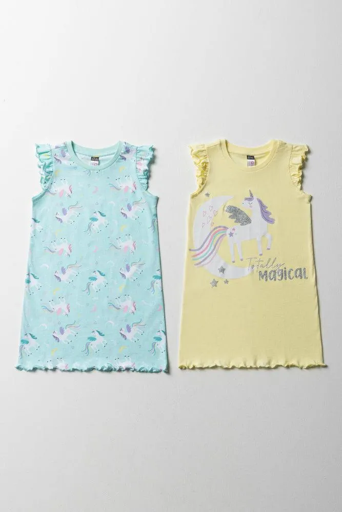 2 Pack Sleep-Shirt Unicorn Yellow