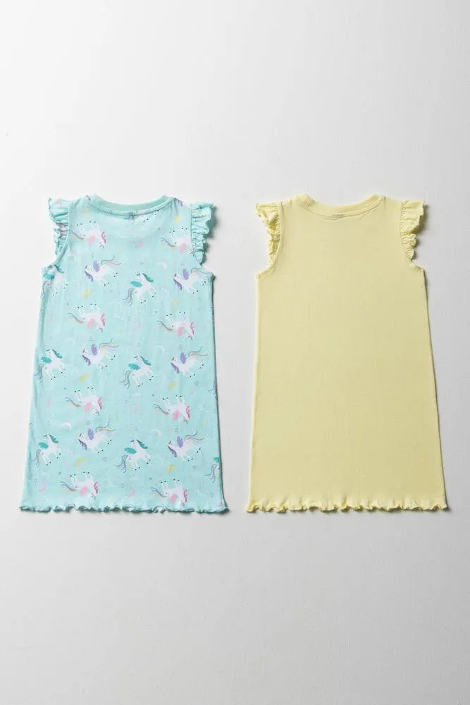 2 Pack Sleep-Shirt Unicorn Yellow