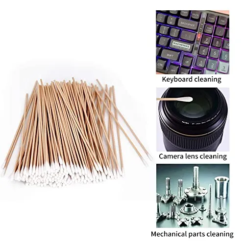 200 PCS Long Wooden Cotton Swabs, Cleaning Cotton Sticks with Wood Handle for Oil Makeup Gun Applicators, Eye Ears Eyeshadow Brush and Remover Tool, Cutips Buds for Baby and Home Accessories