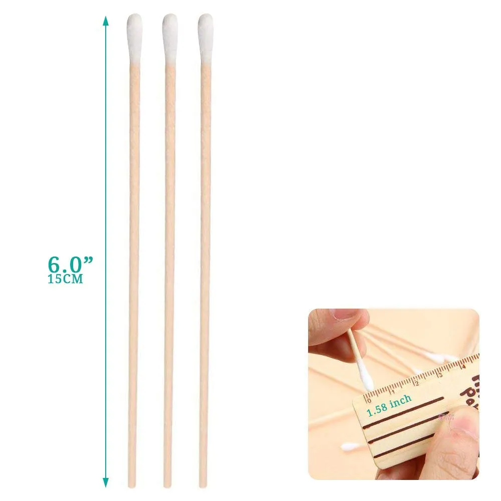 200 PCS Long Wooden Cotton Swabs, Cleaning Cotton Sticks with Wood Handle for Oil Makeup Gun Applicators, Eye Ears Eyeshadow Brush and Remover Tool, Cutips Buds for Baby and Home Accessories