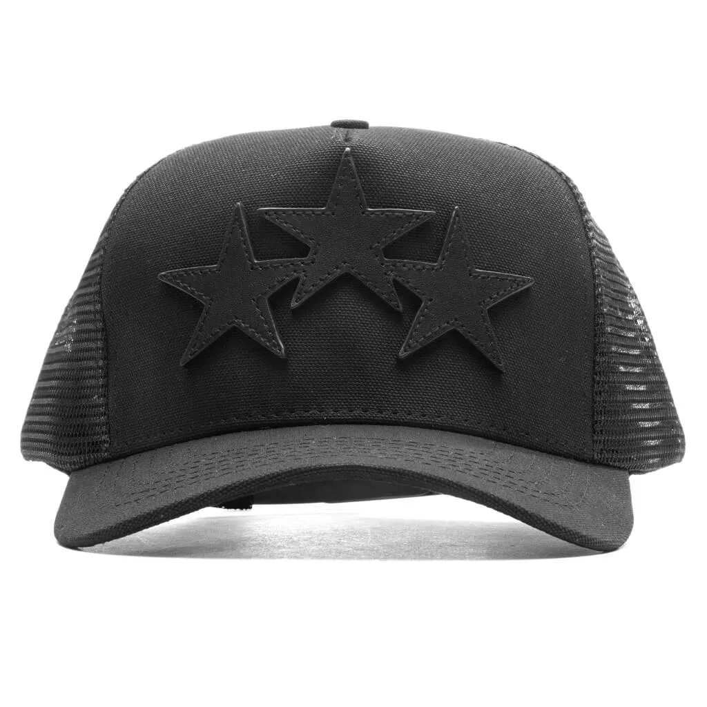 3 Star Trucker Hat - Black