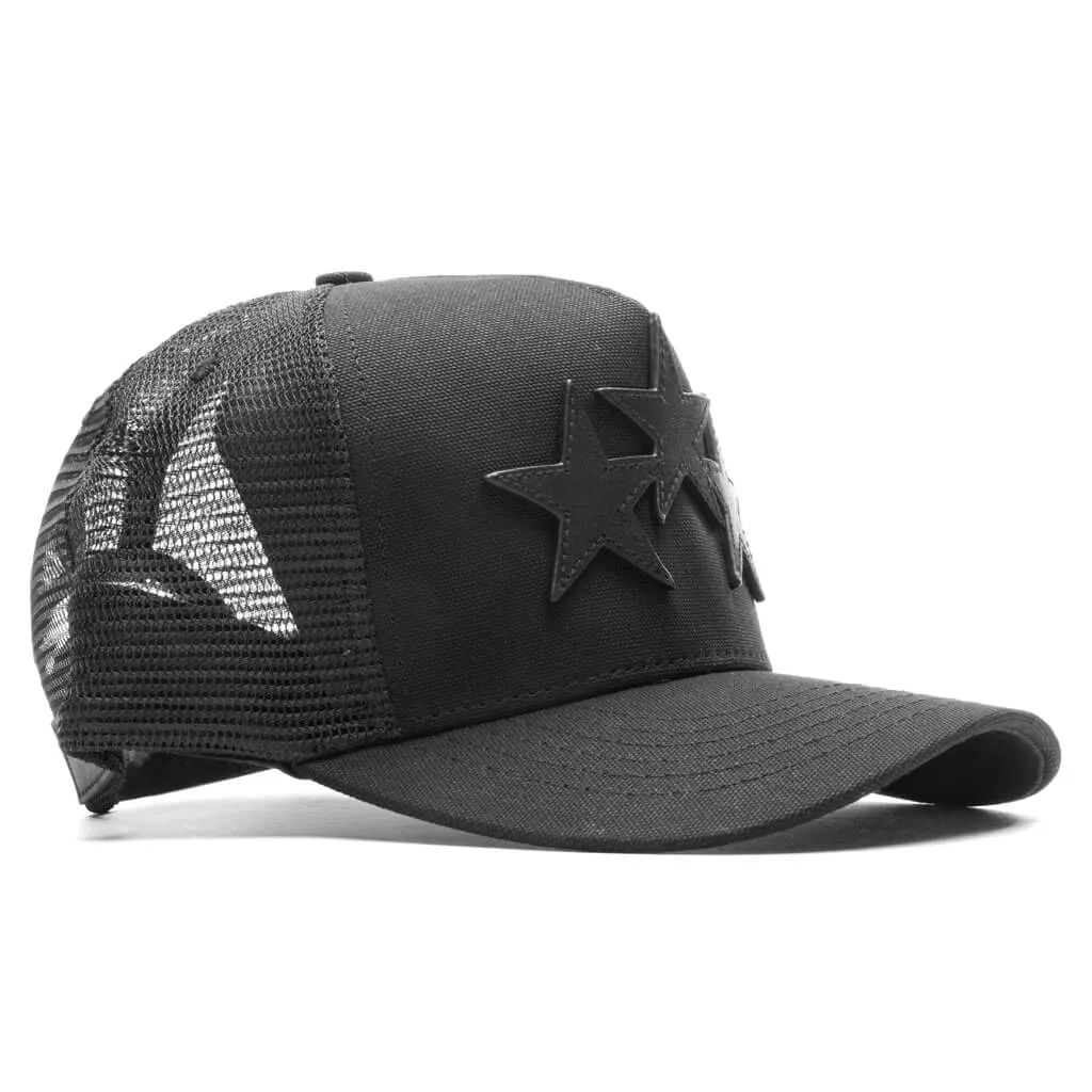 3 Star Trucker Hat - Black