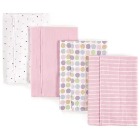 4-Pack Pink Flannel Burp Cloths 01705