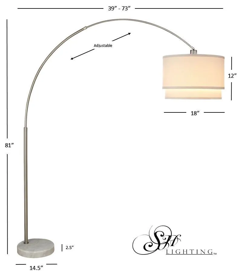 81"H DOUBLE SHADE MARBLE BASE FLOOR LAMP  (3.65/43.20)