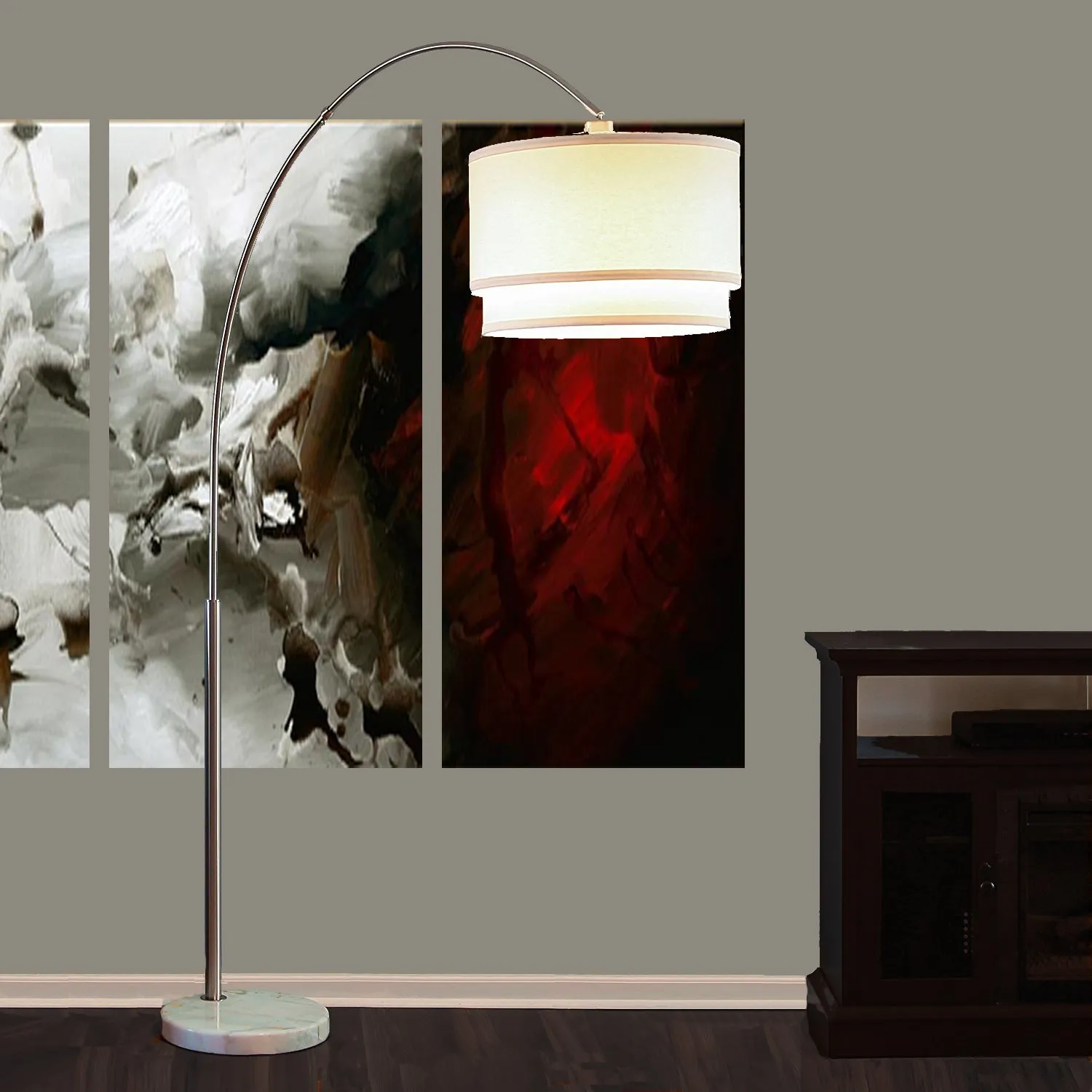 81"H DOUBLE SHADE MARBLE BASE FLOOR LAMP  (3.65/43.20)