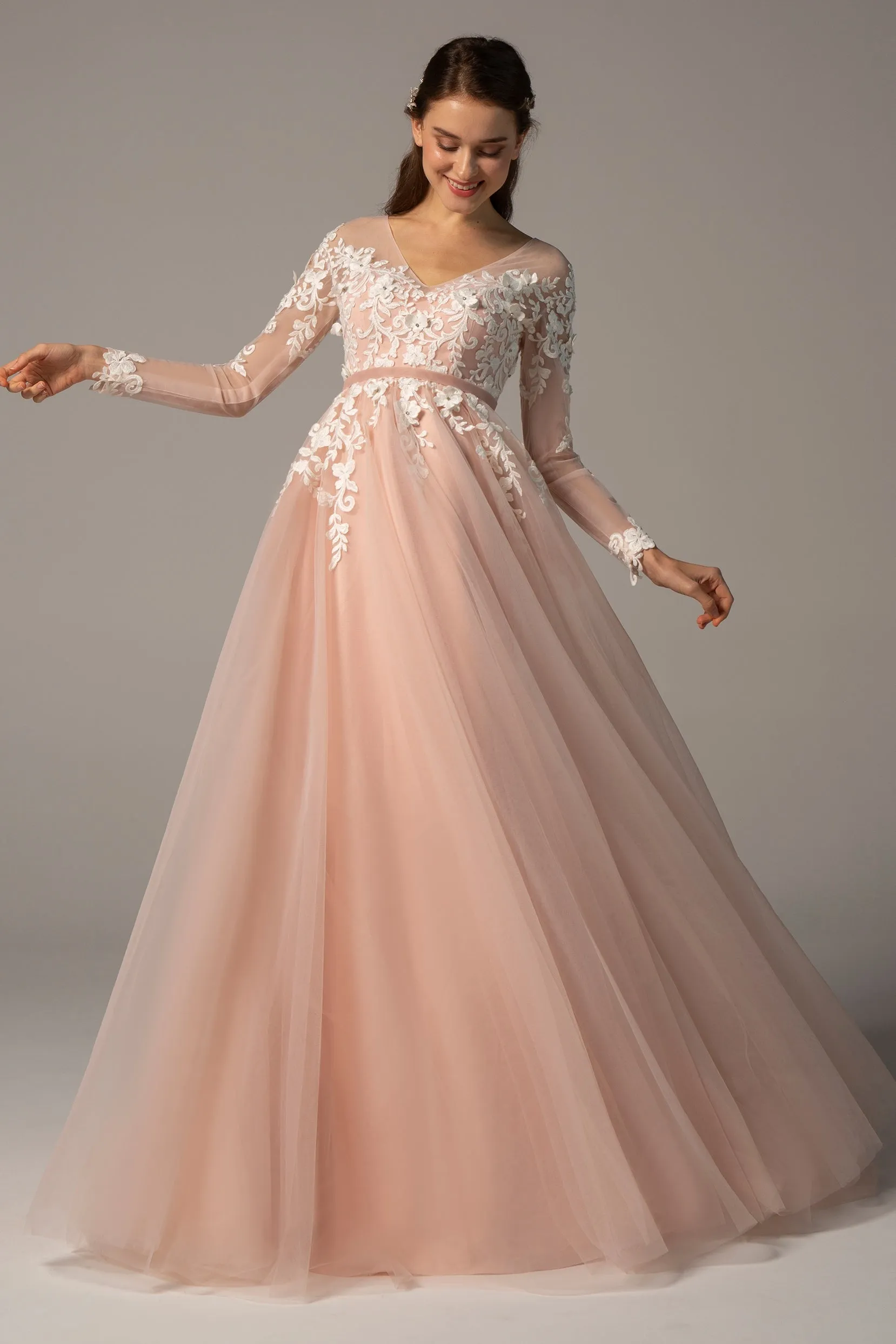 A-Line Court Train Tulle Wedding Dress CW2326