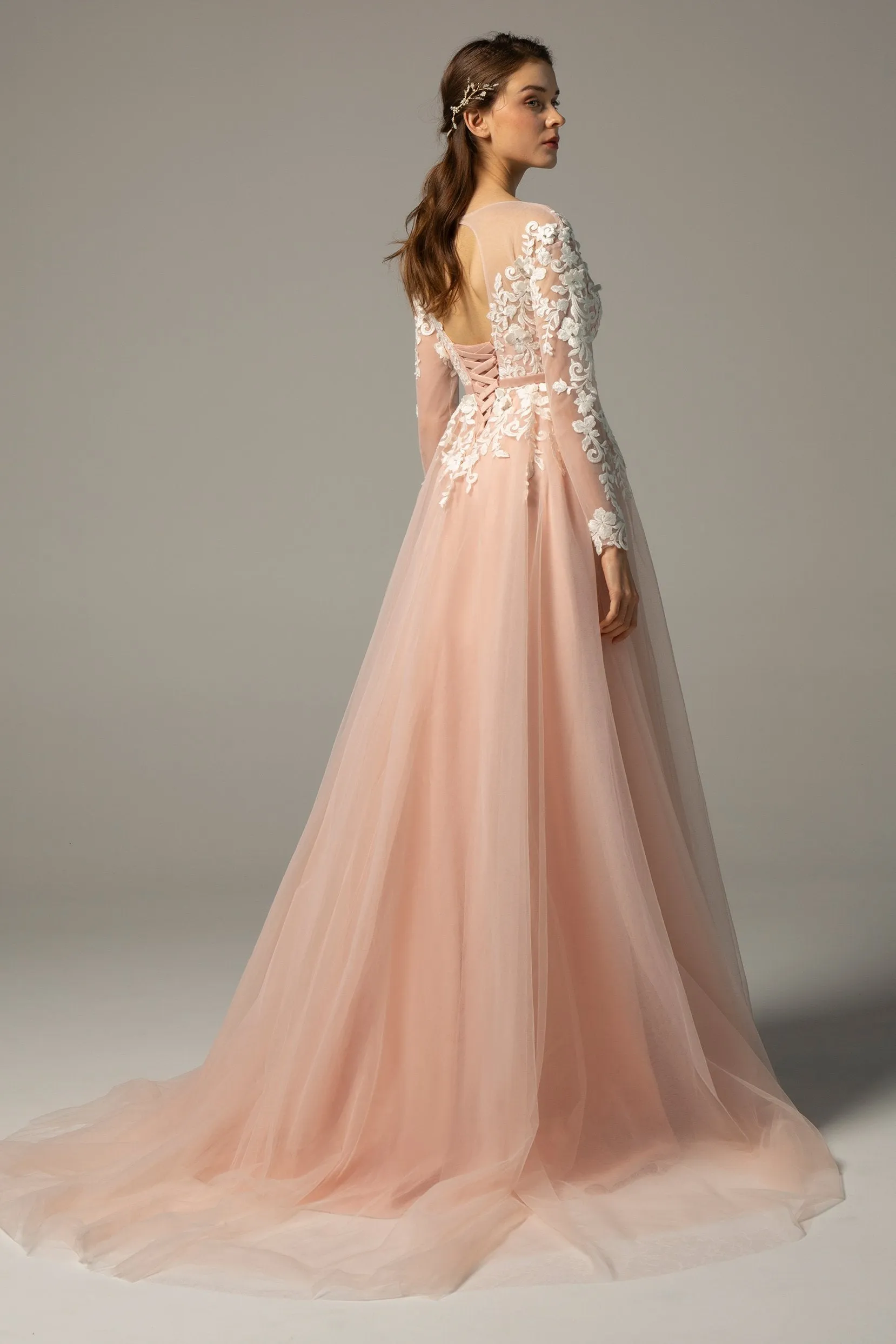 A-Line Court Train Tulle Wedding Dress CW2326