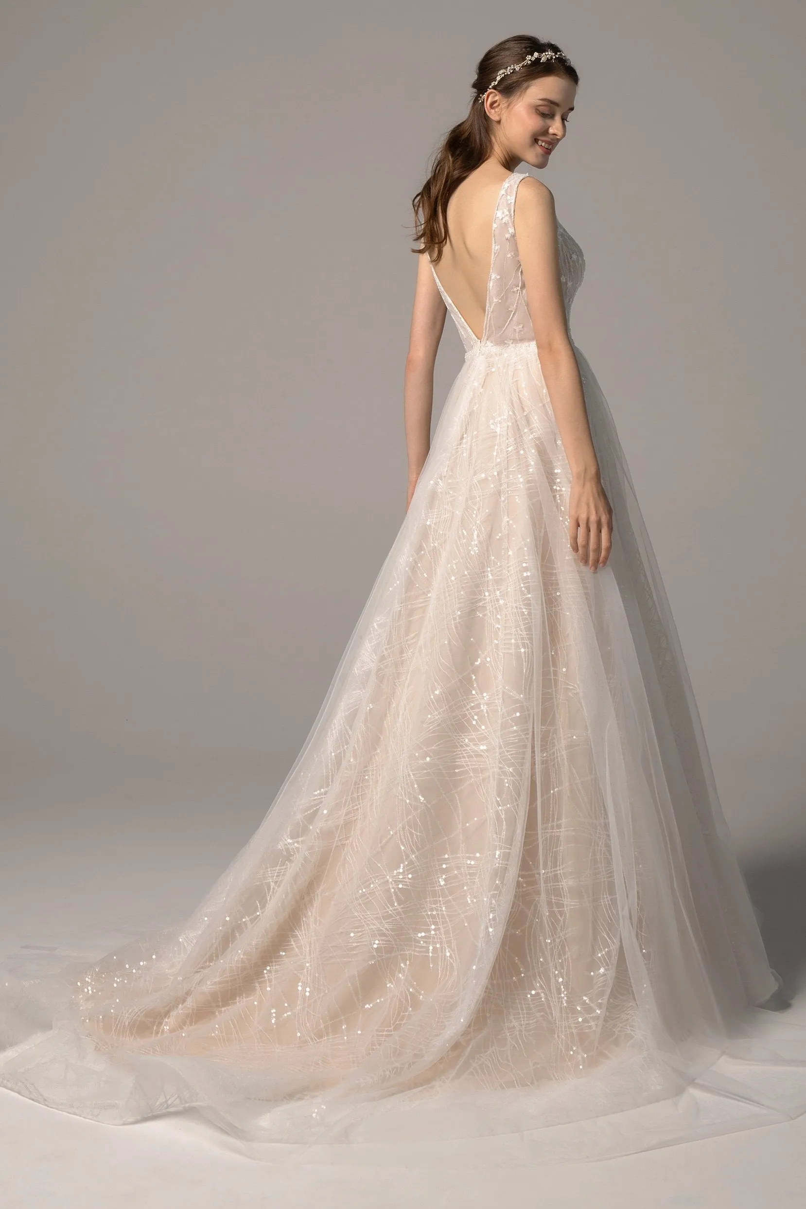 A-Line Court Train Tulle Wedding Dress CW2367