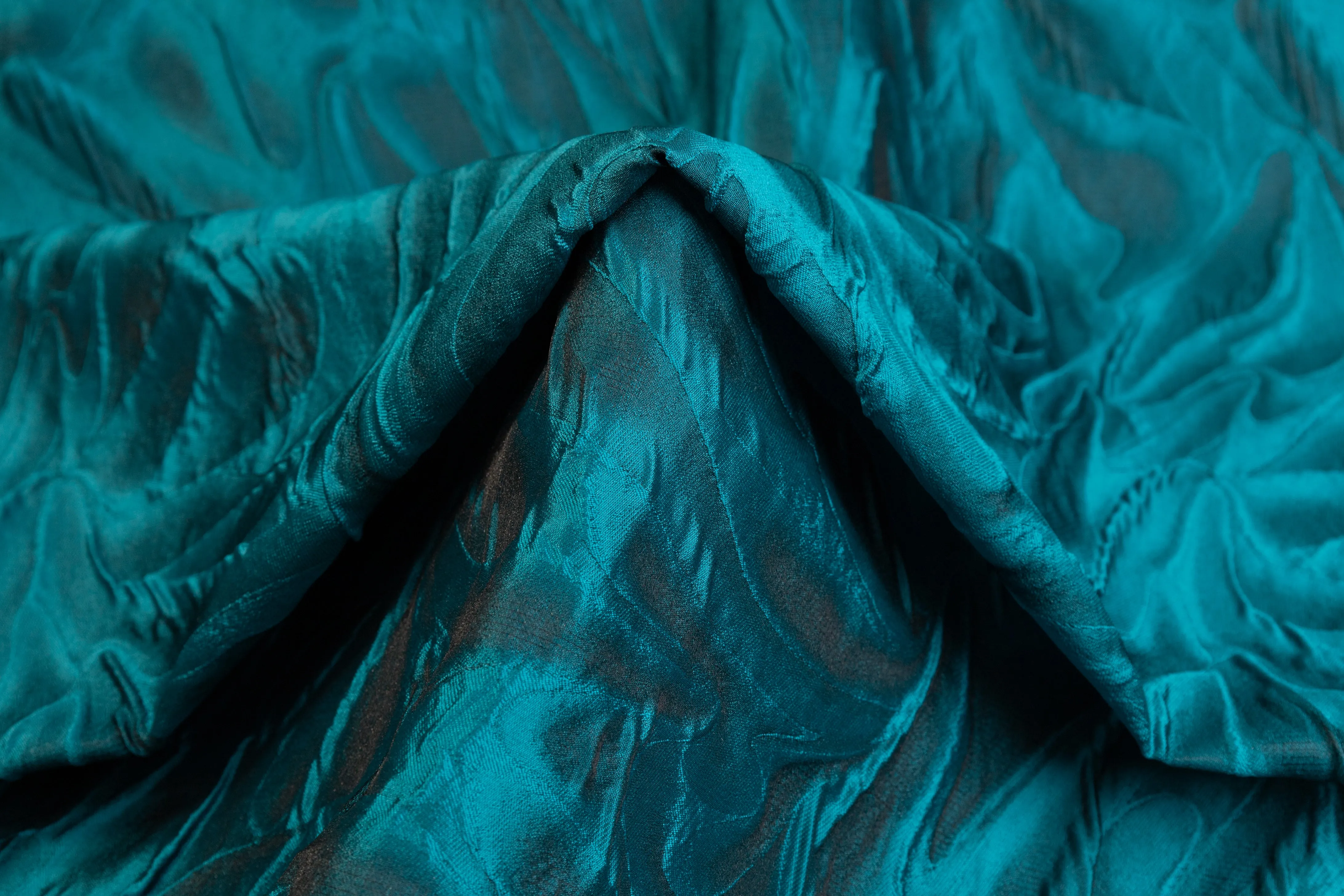 Abstract Italian Cloqué Brocade - Teal Blue