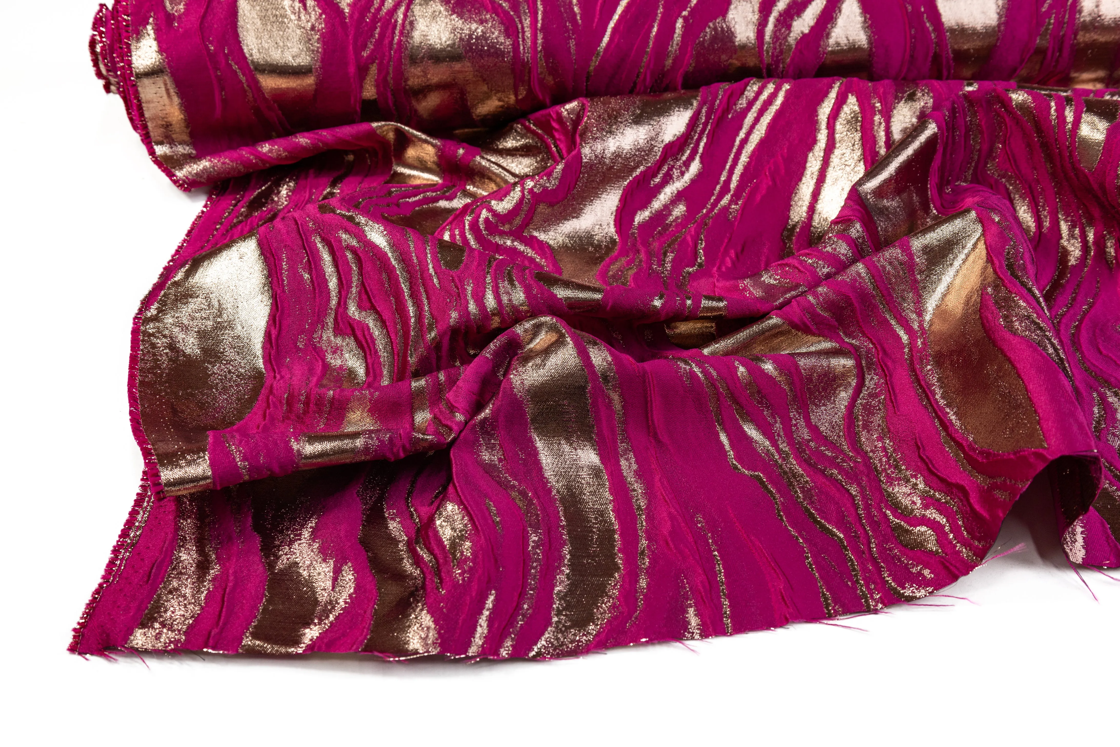 Abstract Metallic Italian Cloqué Brocade - Magenta