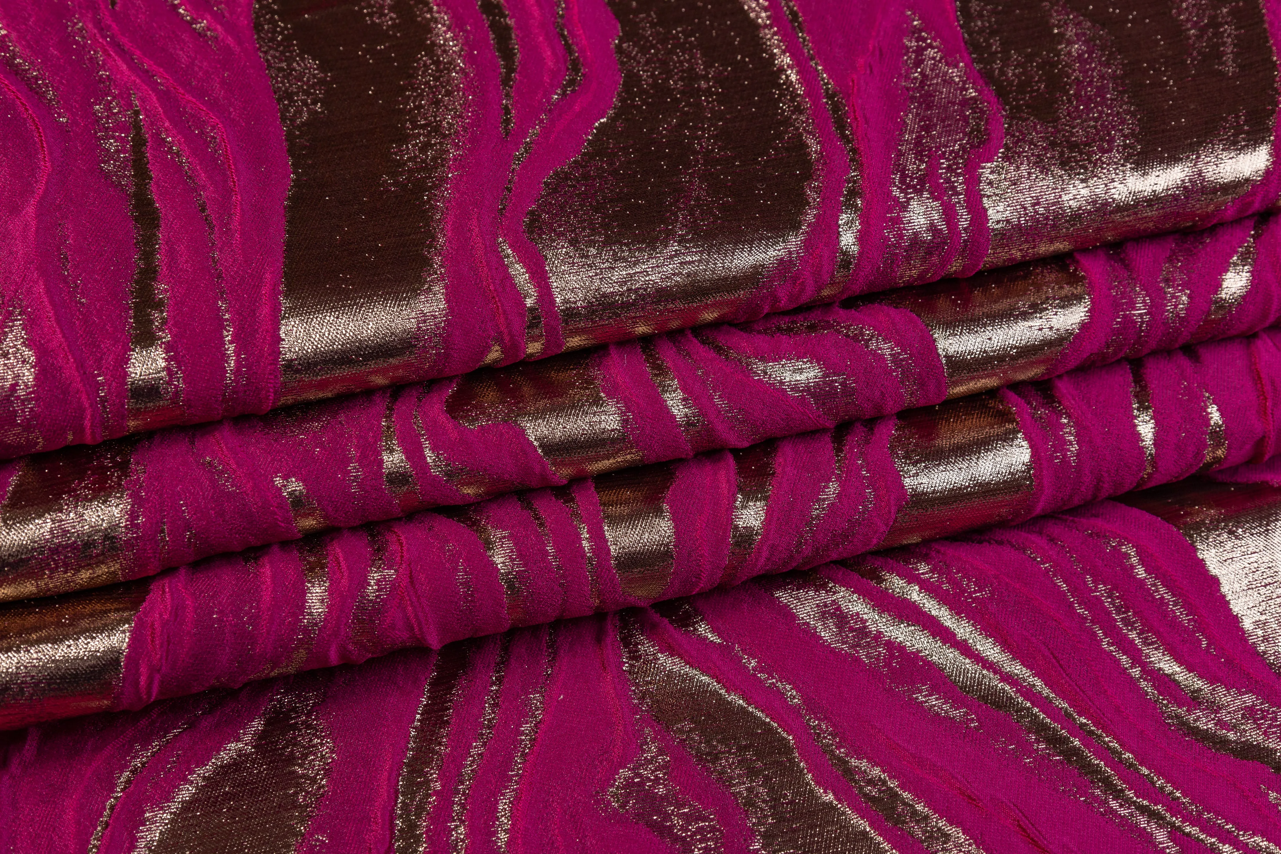 Abstract Metallic Italian Cloqué Brocade - Magenta