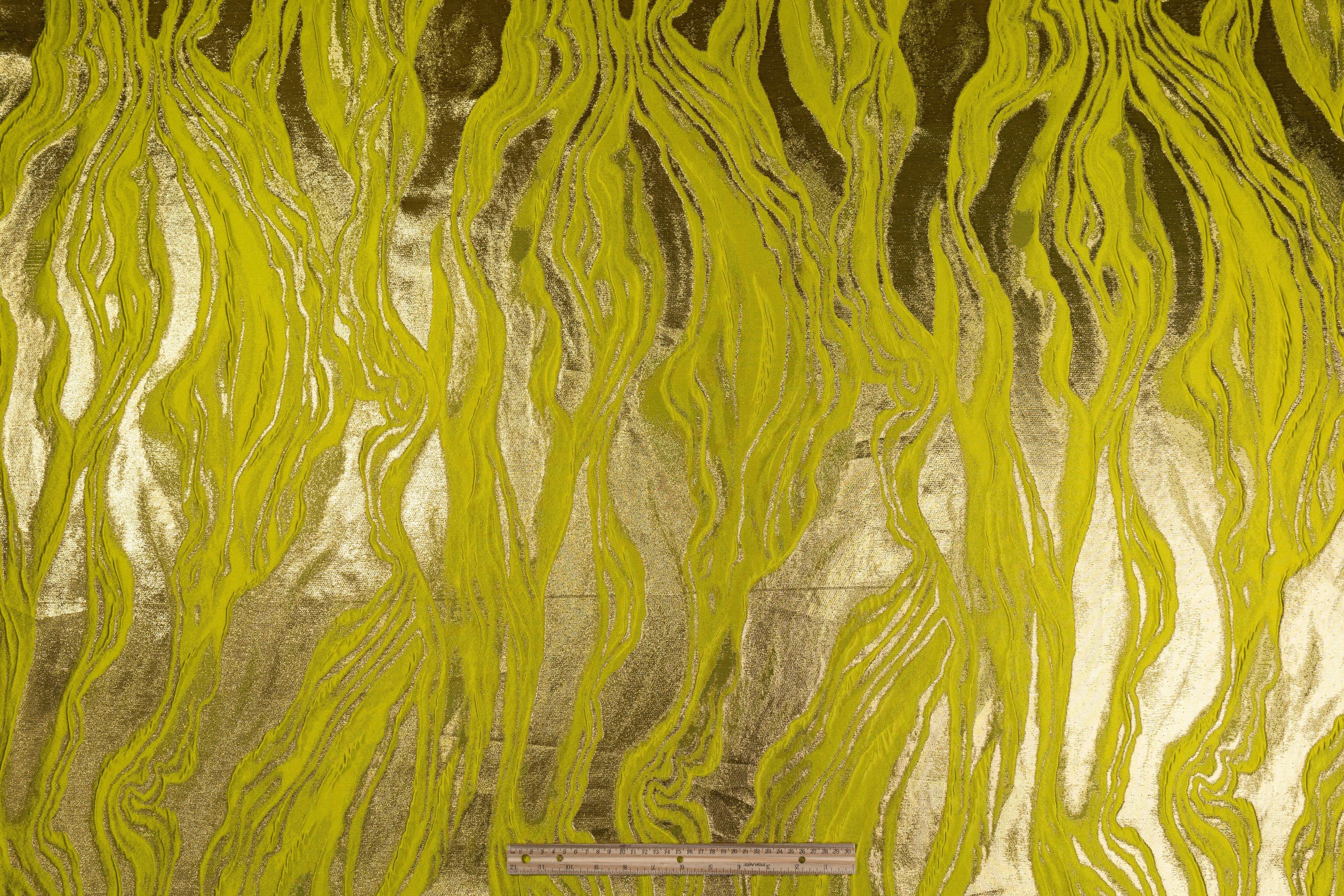 Abstract Metallic Italian Cloqué Brocade - Yellow