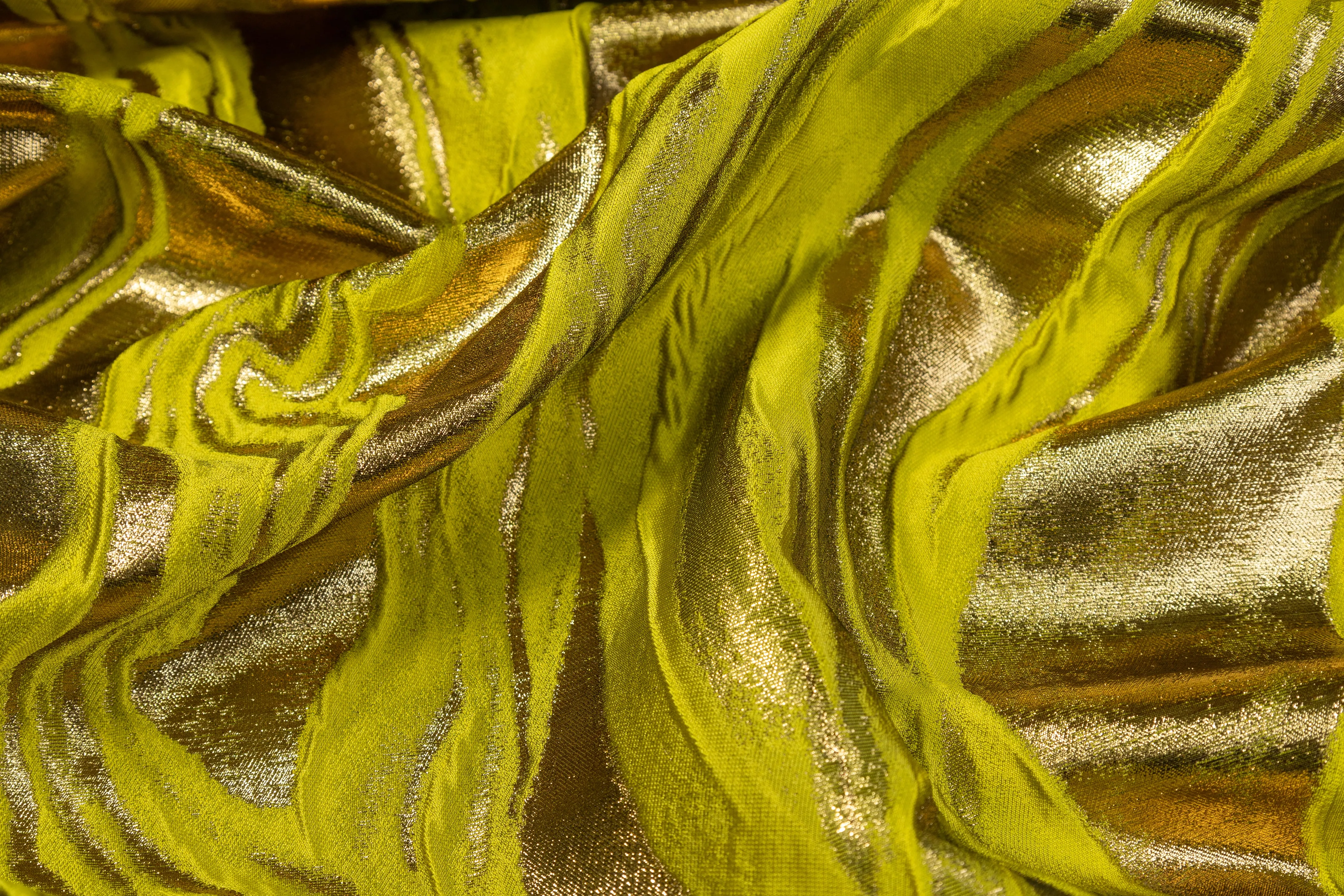 Abstract Metallic Italian Cloqué Brocade - Yellow