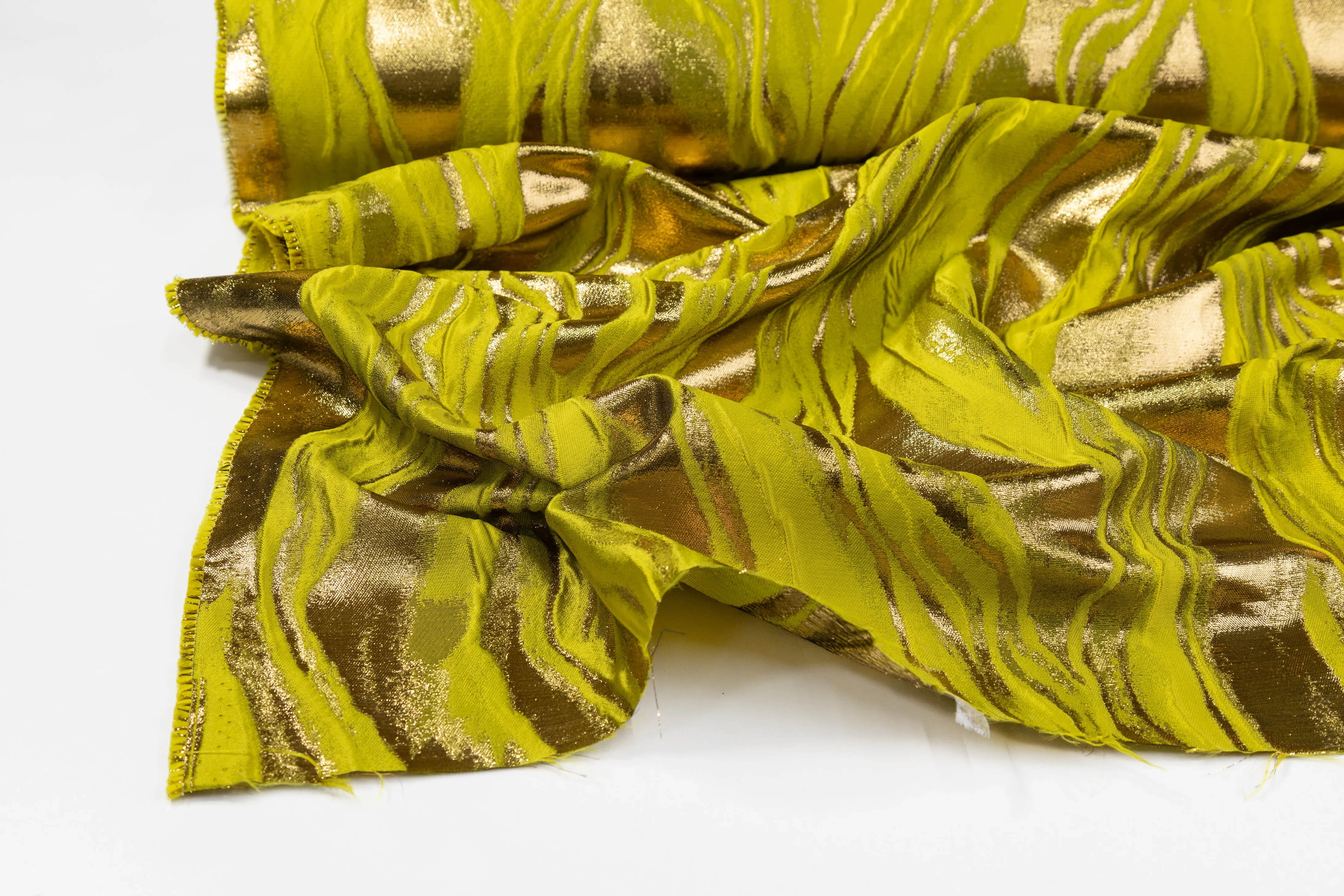 Abstract Metallic Italian Cloqué Brocade - Yellow