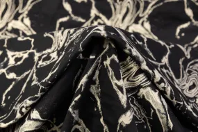 Abstract Metallic Italian Cotton Blend Brocade - Black