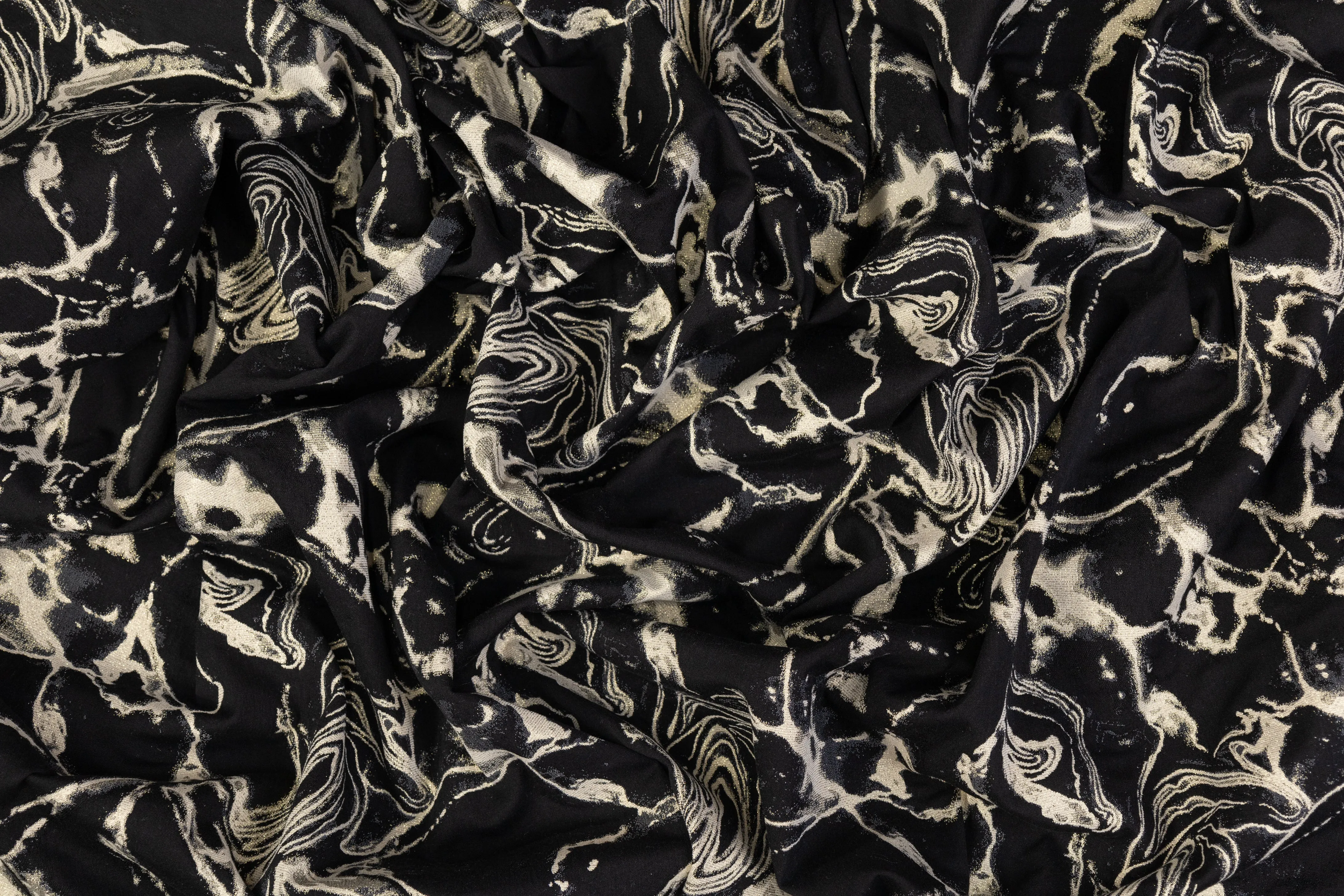 Abstract Metallic Italian Cotton Blend Brocade - Black