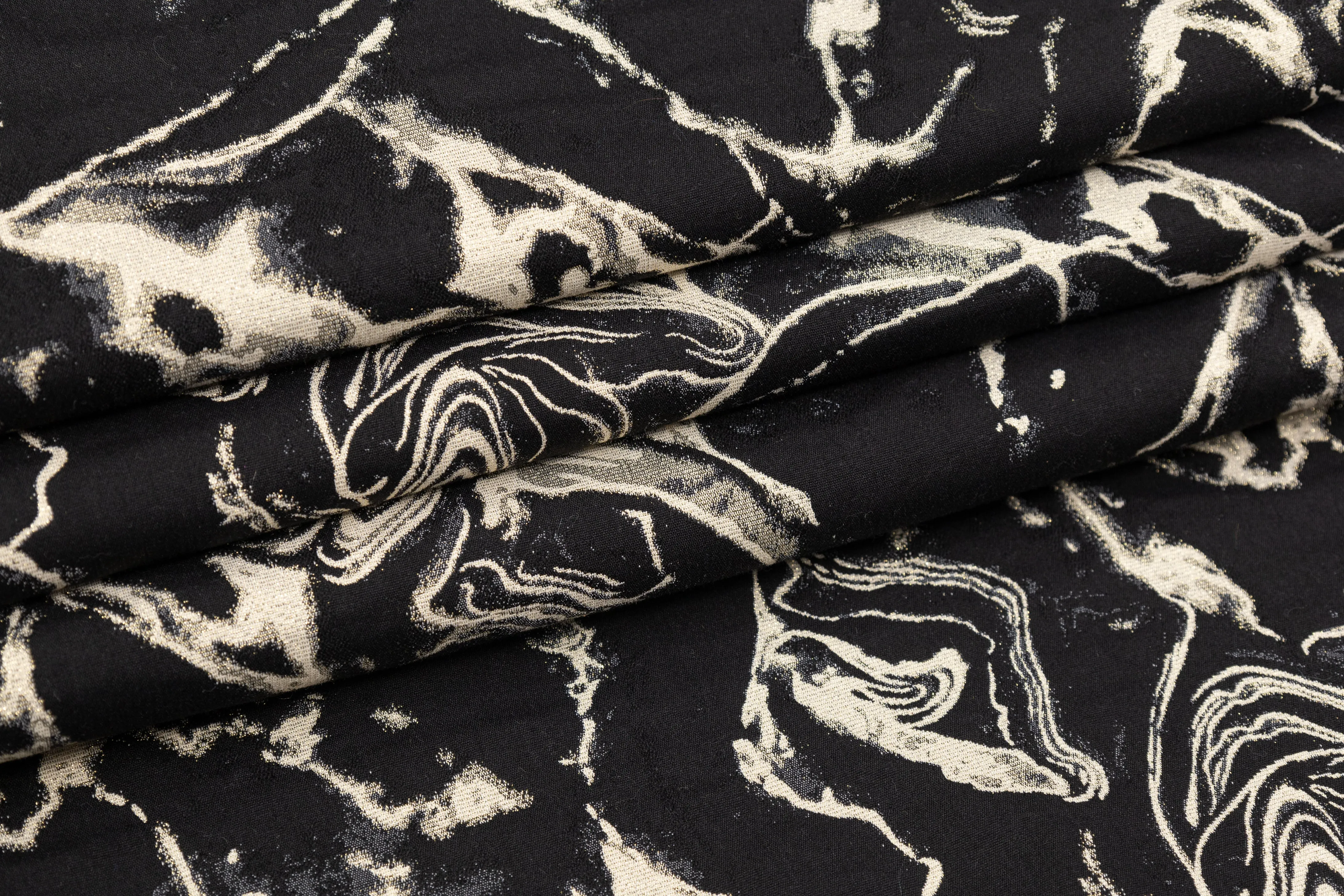 Abstract Metallic Italian Cotton Blend Brocade - Black