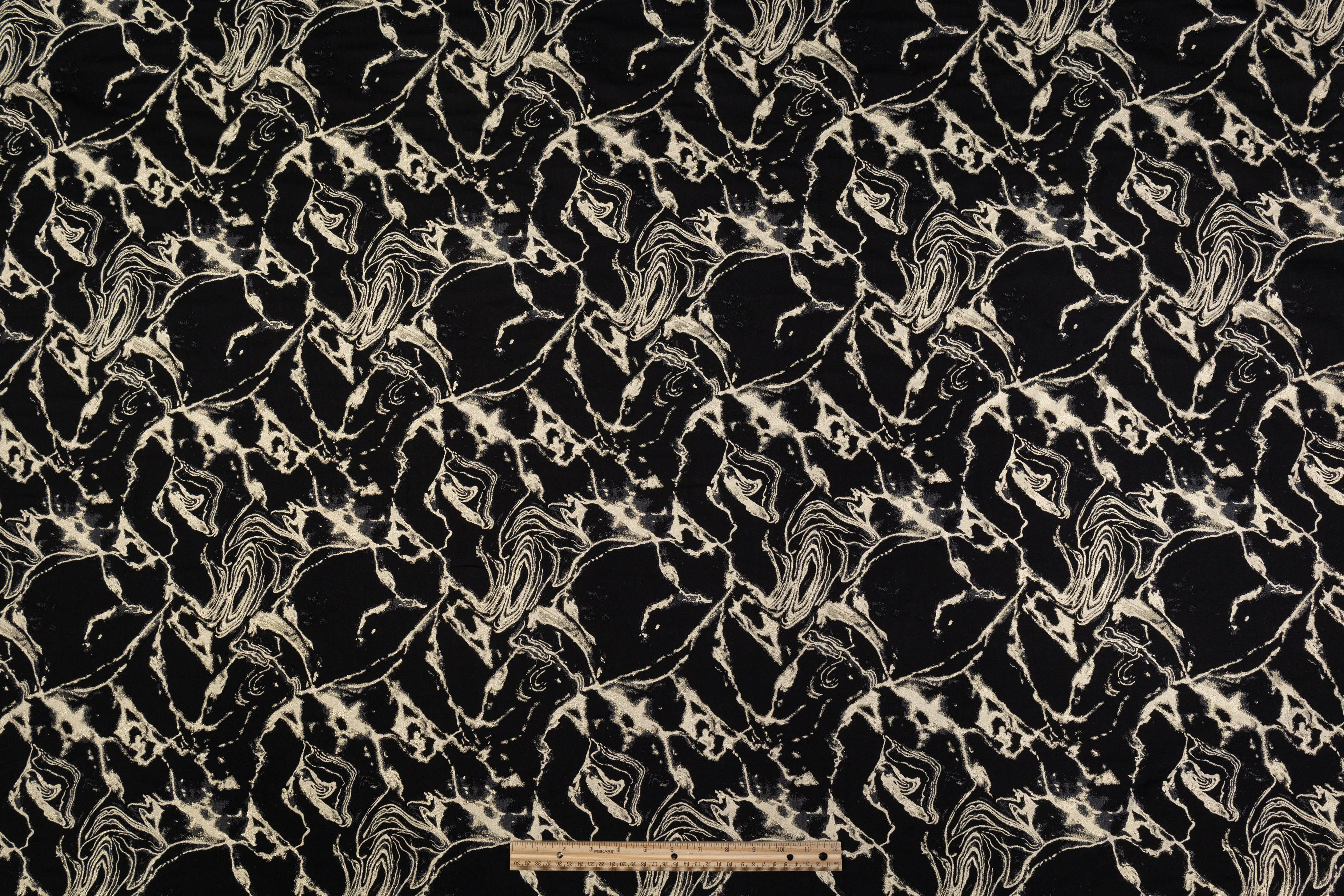 Abstract Metallic Italian Cotton Blend Brocade - Black