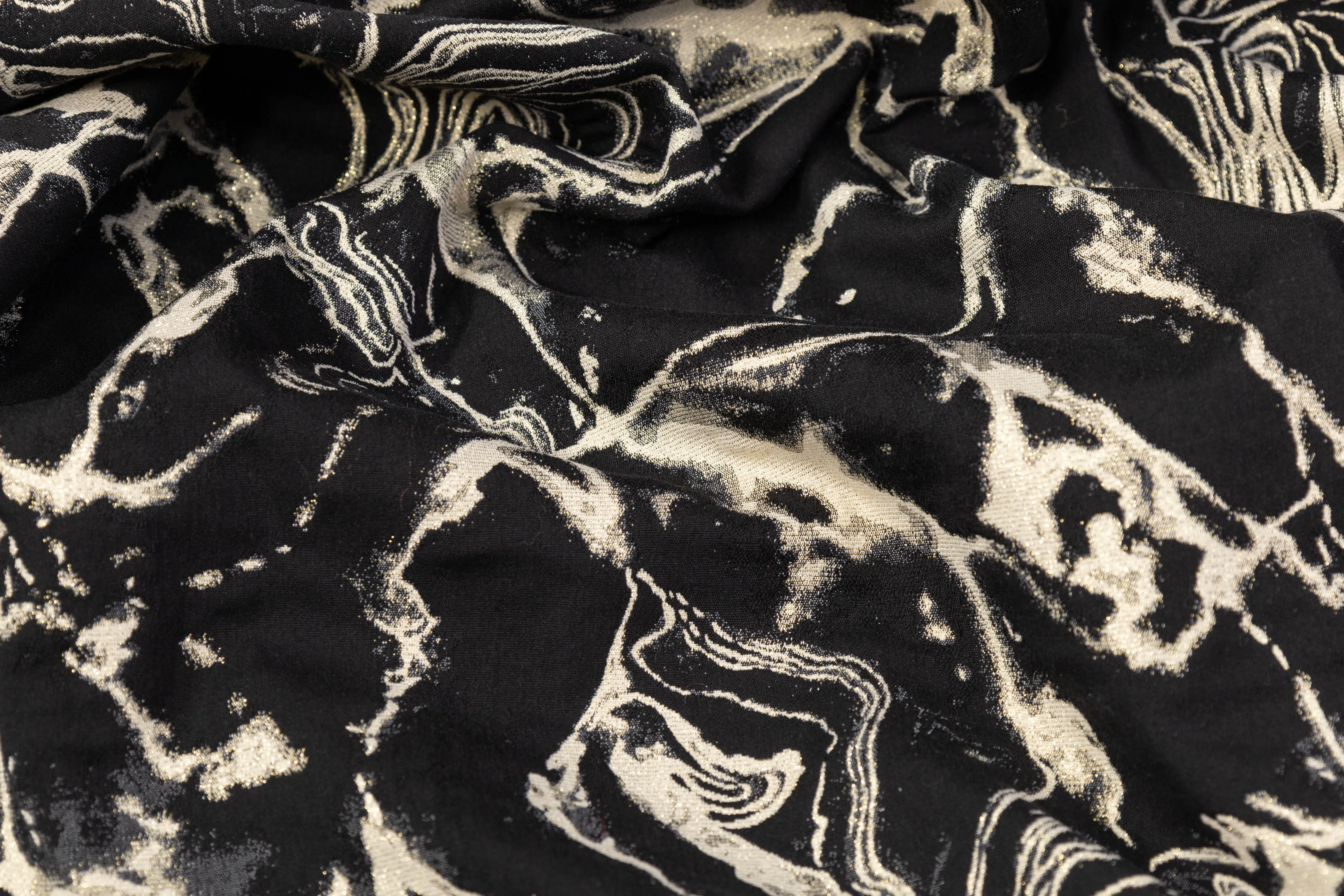 Abstract Metallic Italian Cotton Blend Brocade - Black