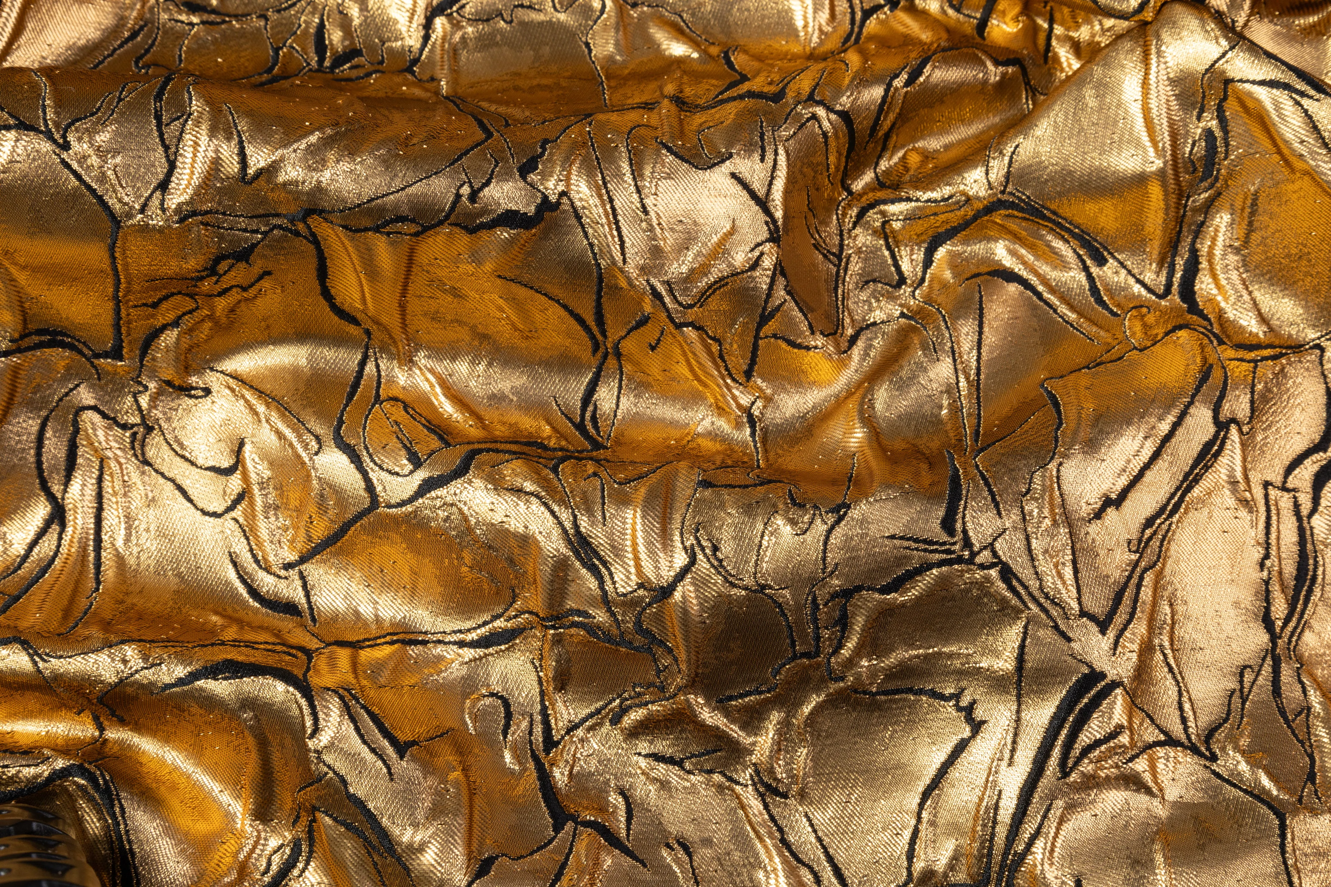 Abstract Metallic Italian Silk Blend Cloqué - Black / Gold