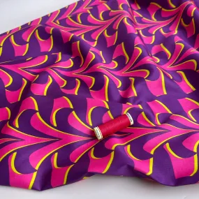 Abstract Purple and Pink Cotton Sateen Fabric