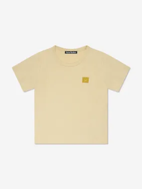 Acne Studios Kids Mini Nash Face Logo Patch T-Shirt in Yellow