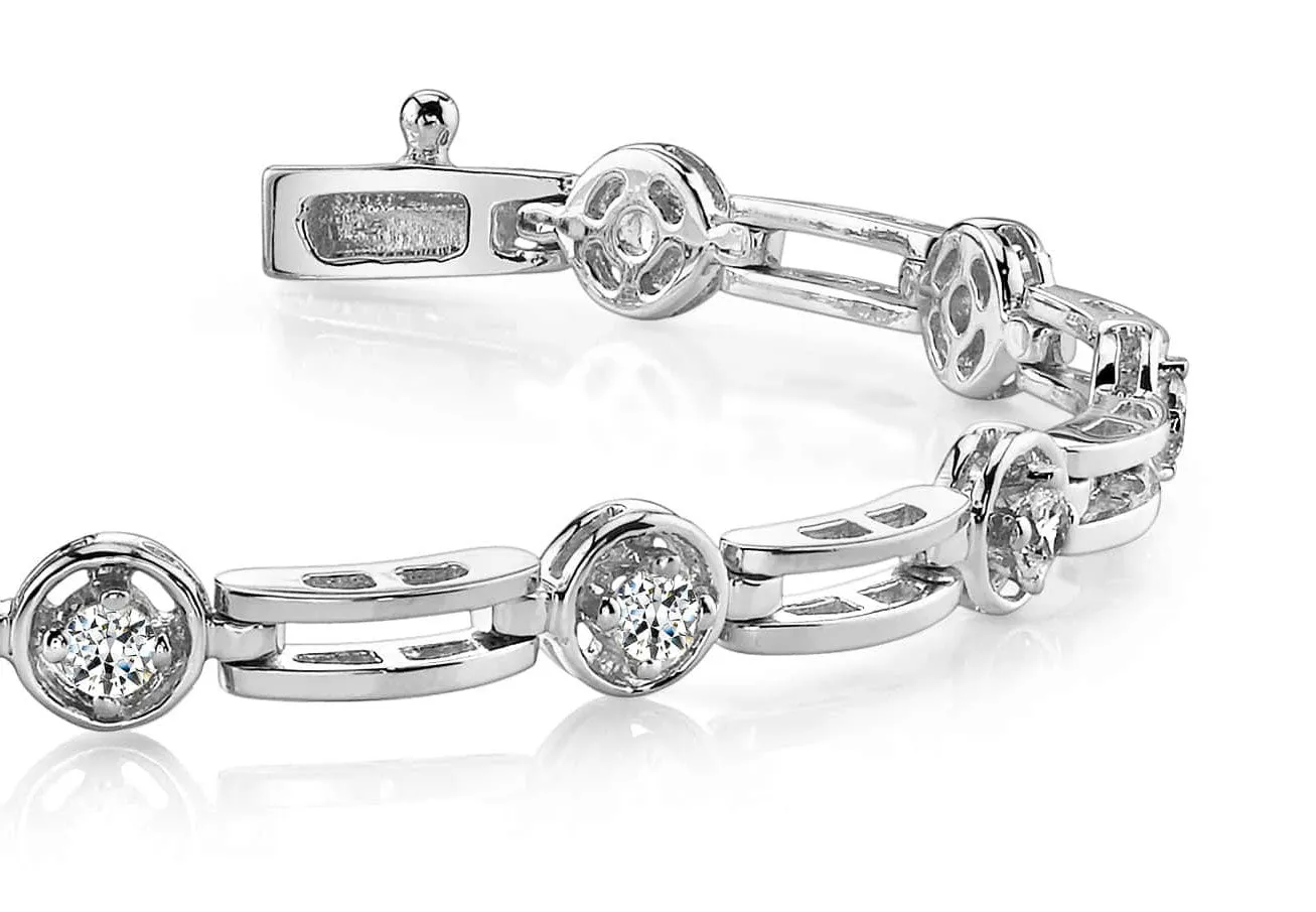 Alternating Round And Bar Link Lab-Grown Diamond Bracelet with 0.88 ct.(finished) 2.75mm