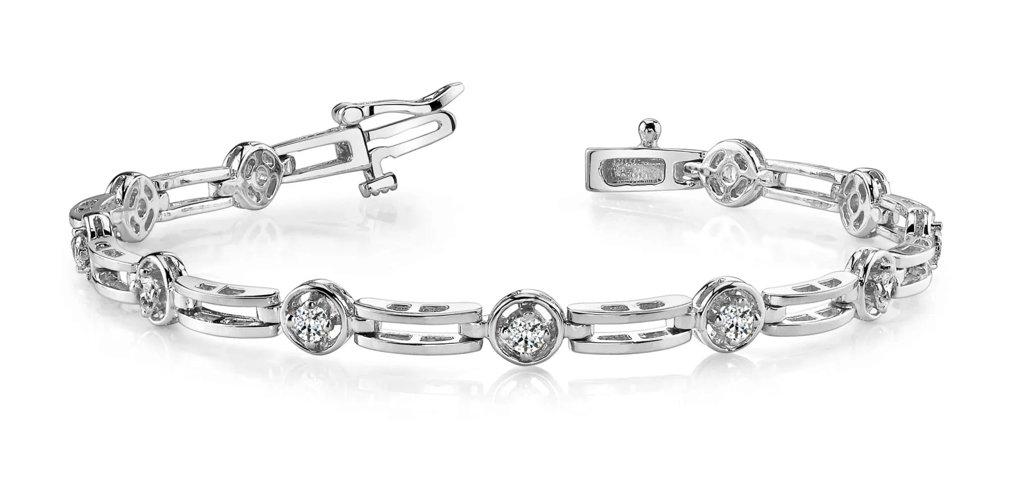 Alternating Round And Bar Link Lab-Grown Diamond Bracelet with 0.88 ct.(finished) 2.75mm