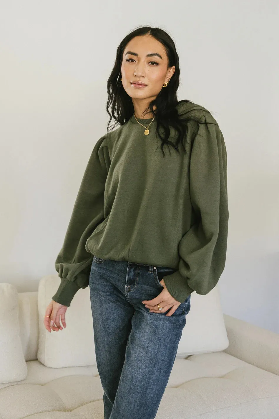 Amalia Sweatshirt in Olive - FINAL SALE