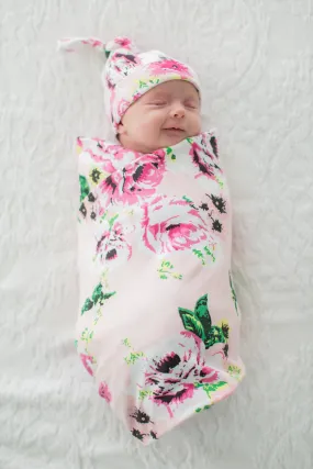 Amelia Swaddle Blanket & Newborn Hat Set