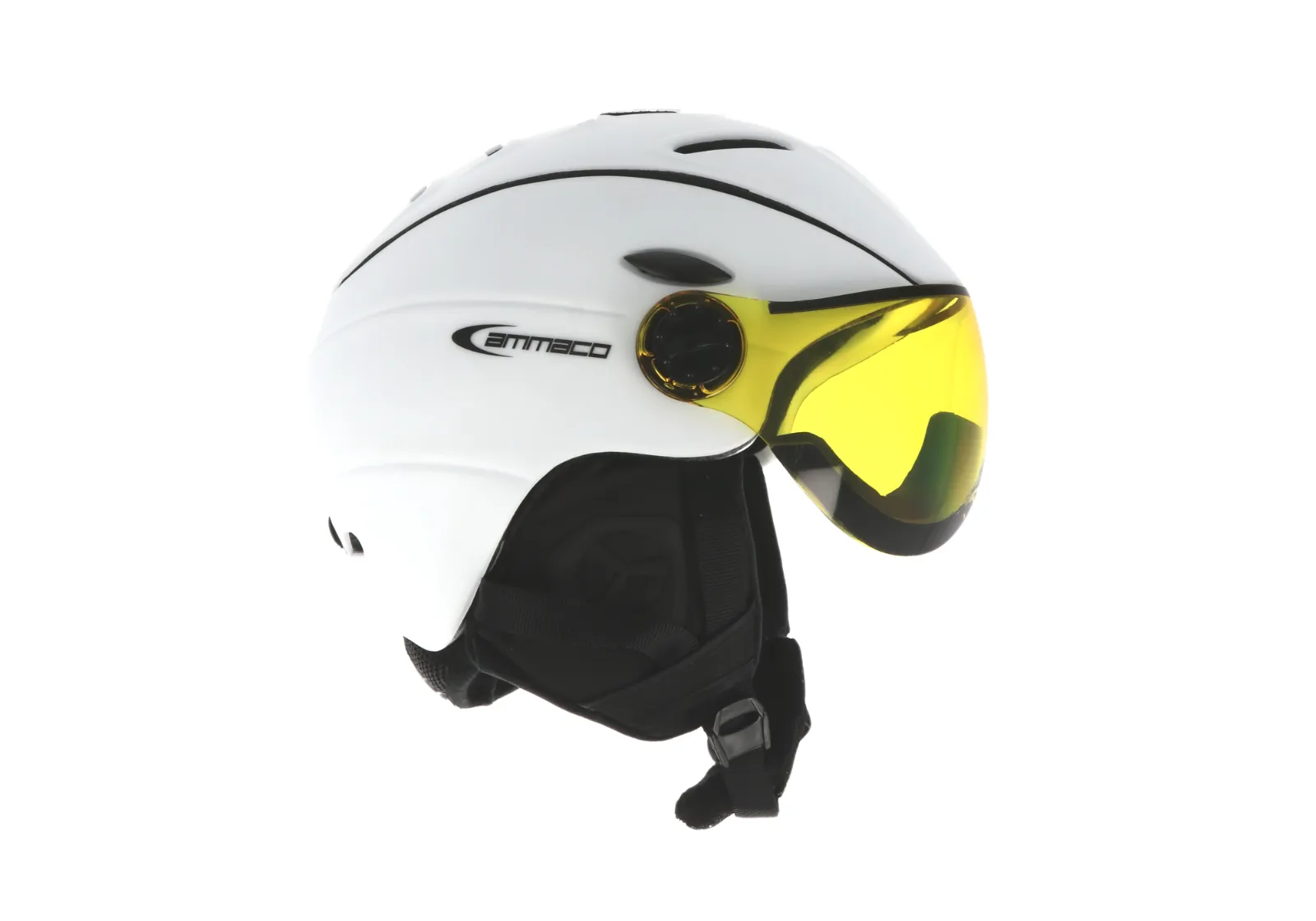 Ammaco 12 Vent Visor Ski Helmet White With Fidlock Magnetic Clasp