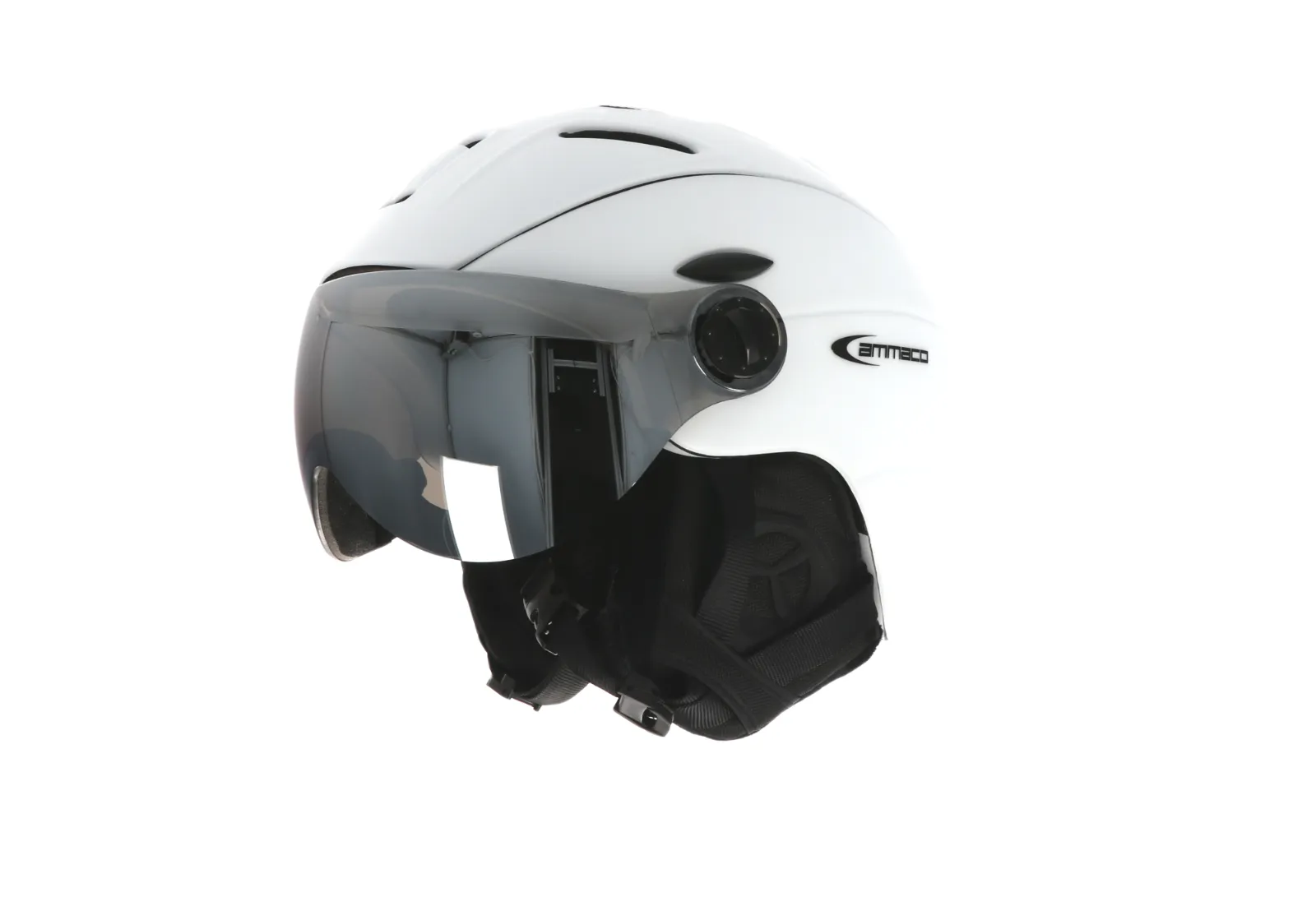 Ammaco 12 Vent Visor Ski Helmet White With Fidlock Magnetic Clasp