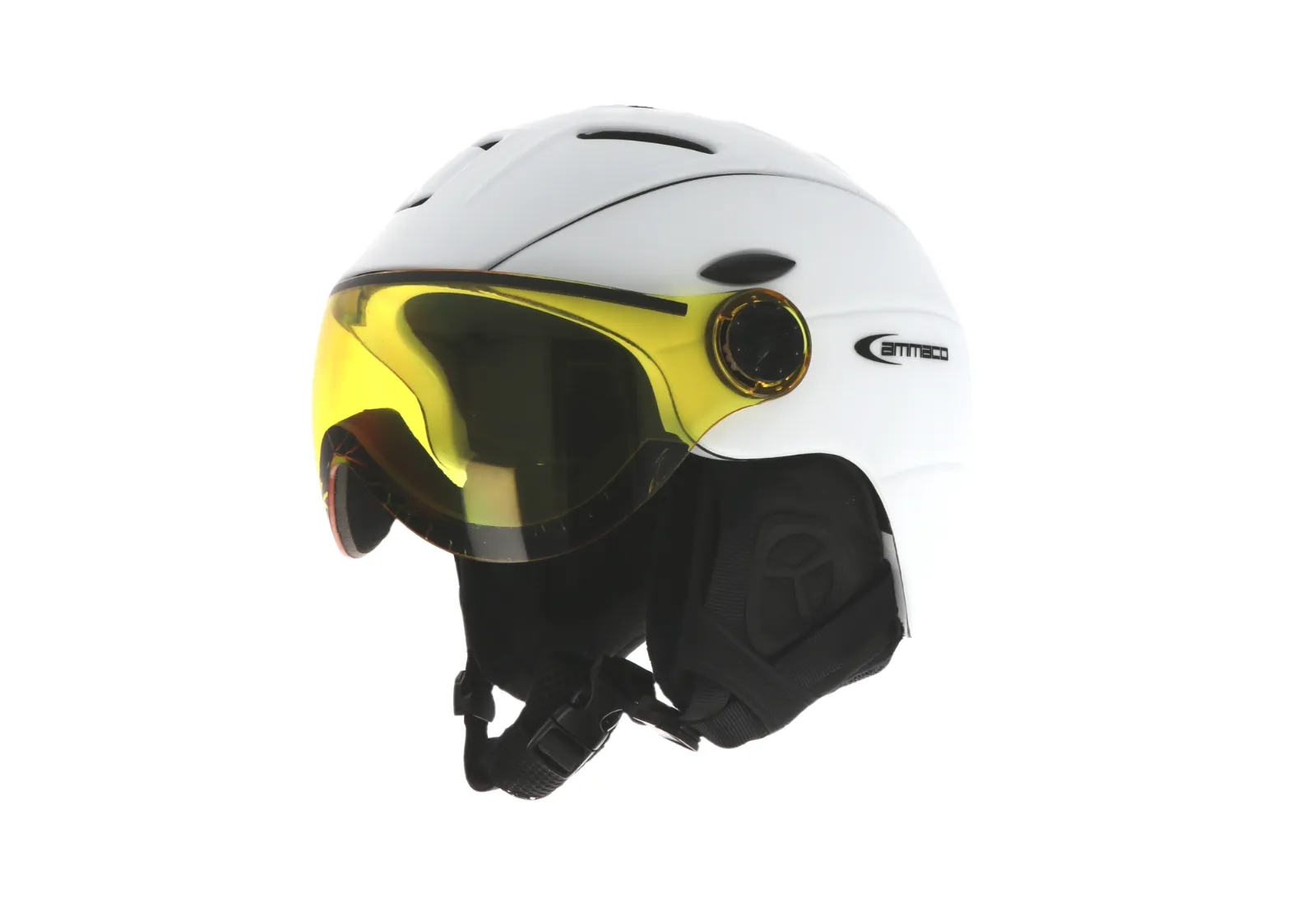 Ammaco 12 Vent Visor Ski Helmet White With Fidlock Magnetic Clasp